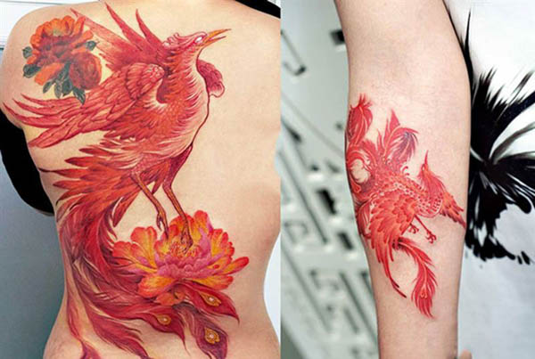 Hình xăm mệnh Hỏa - Chim phượng hoàng